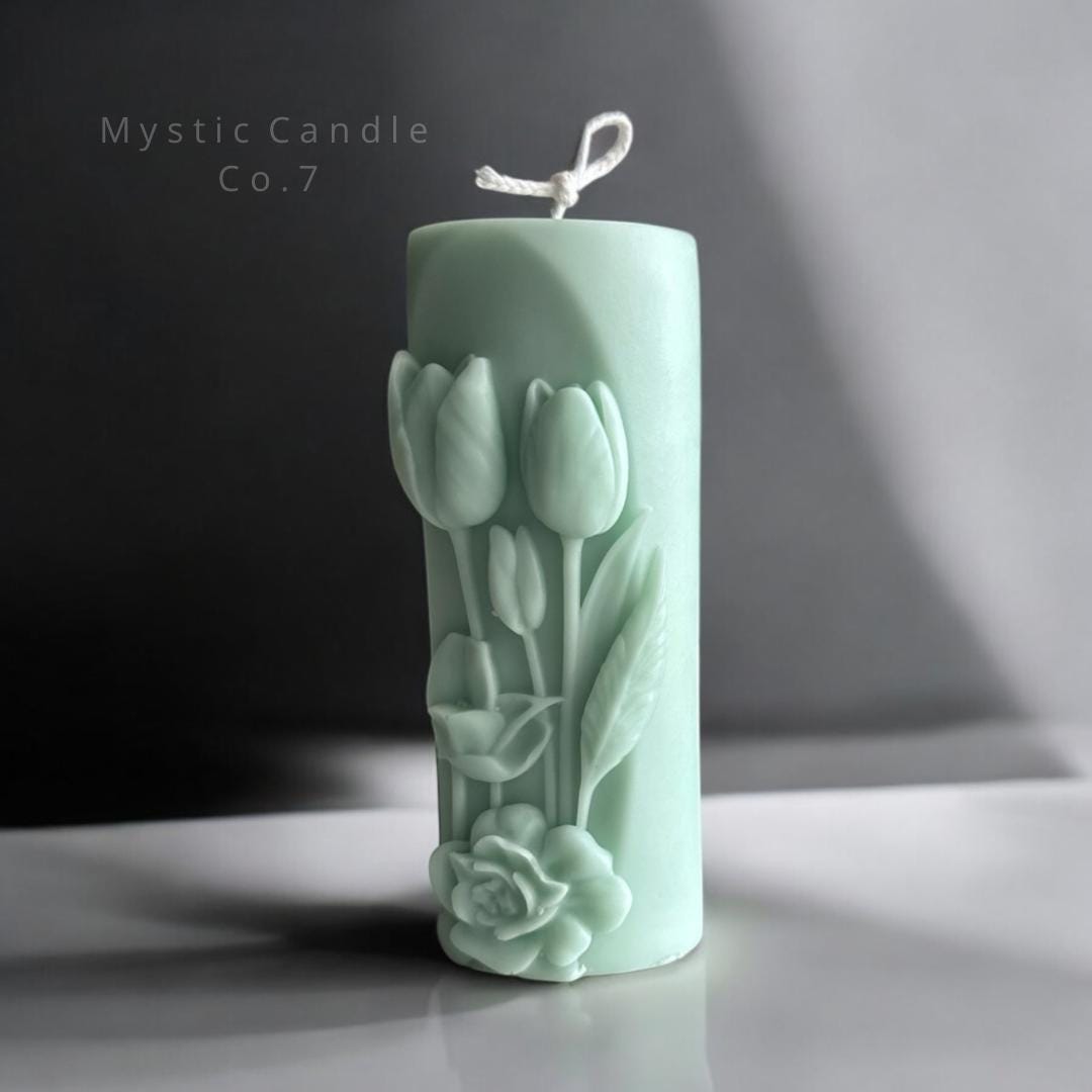 Handmade Tulip Soy Wax Pillar Candle: Floral Wedding Birthday Favors ...