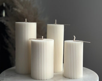 Ribbed Pillar Candle (1pc), Tall candles, Birthday Gift, Wedding decor, Soy Wax candle, Pillars, Christmas gift, Home decor, aroma candle