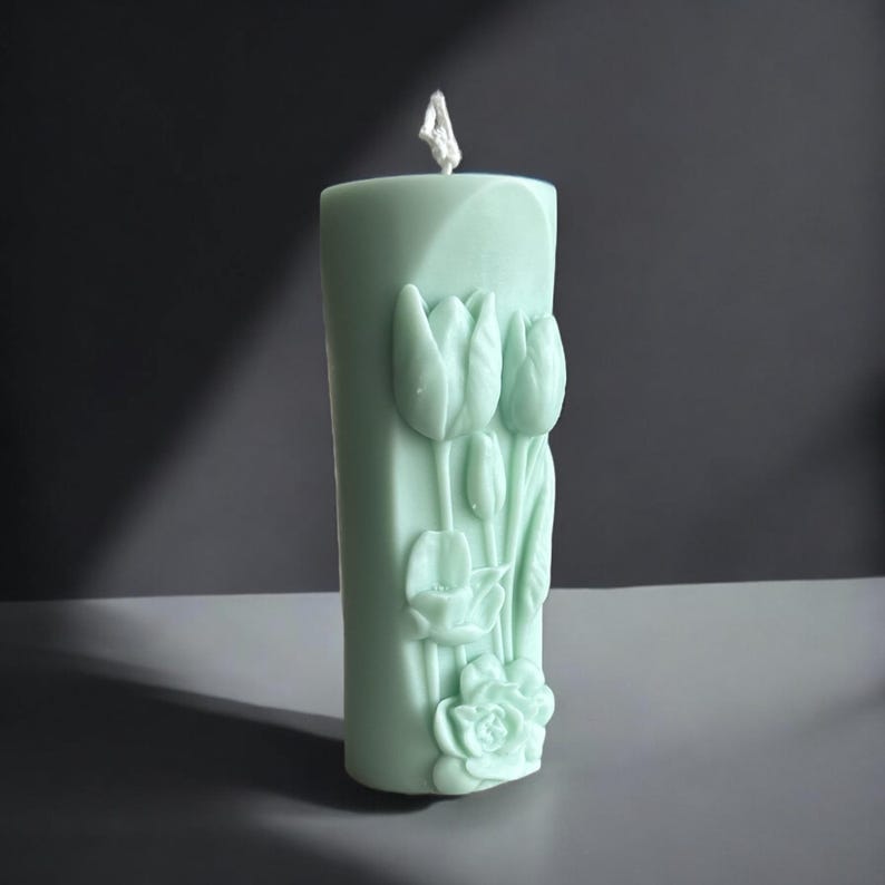 Handmade Tulip Soy Wax Pillar Candle: Floral Wedding Birthday Favors ...