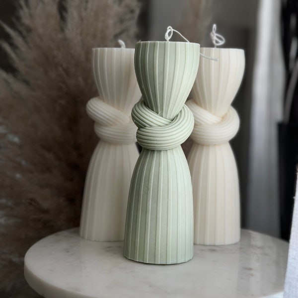 Pillar tall candle(1pc), Soy wax candle, Home Decor, Handmade gift, Minimalist candle, Knot table candle, Wedding Decor, Luxury Candle