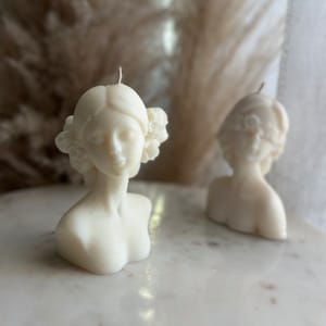 Girl with Flowers Soy Candle: Handmade Bust Sculpture Candle