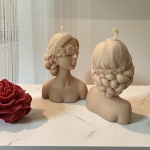 Handcrafted Goddess Soy Candle: Floral Girl Bust - Custom Scented Gift