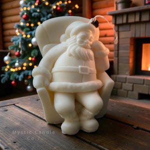 Handmade Santa Candle: Soy Wax Christmas Decor, Custom Color