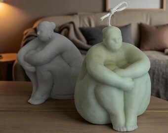 Body Positive Candle | Curvy Sitting Lady Soy Wax Figure | Self Love Gift | Feminist Home Decor | Plus Size Decor