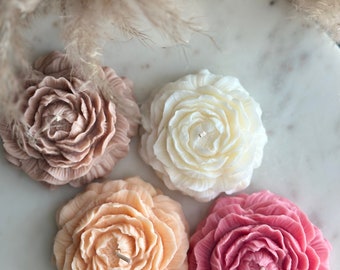 Hand-Poured Peony Candle | Soy Wax Flower Shape, Wedding Favor, Birthday Gift, Decorative Centerpiece