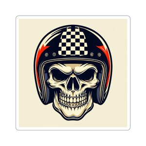 Skull Racing Kiss-Cut Stickers | Edgy Biker Decals, Motorcycle Stickers, Laptop Decor, Cool Gifts for Riders, Punk Aesthetic