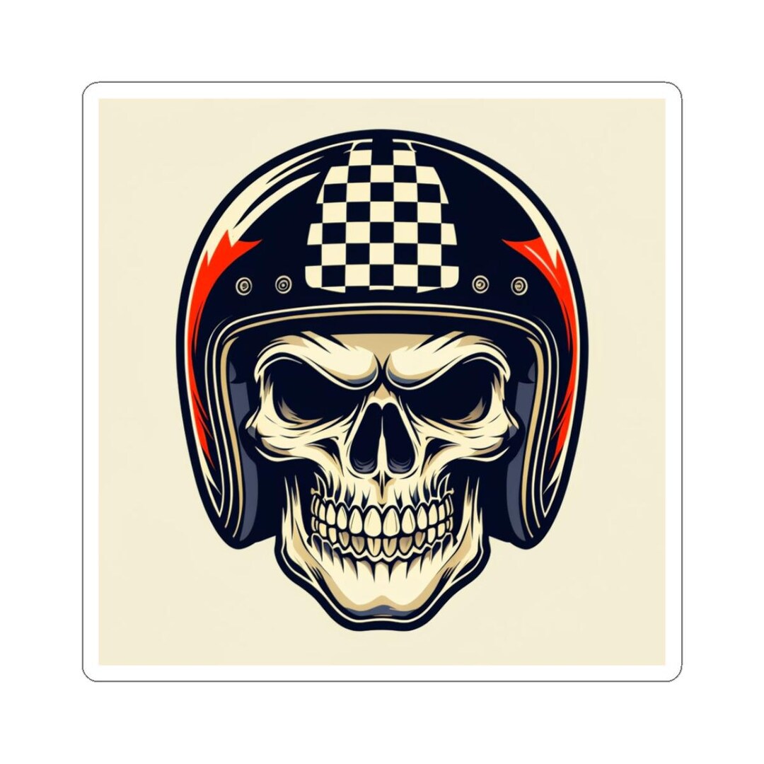 Skull Racing Sticker Skull Racing Kiss-cut Stickers | Edgy Biker Decals, Motorcycle Stickers ...