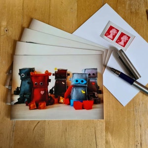 Roboter Familie Postkarte zu senden oder für Dekor-Pack von 5
