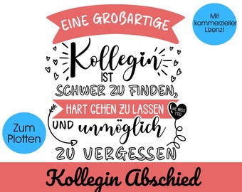 Plotterdatei KOLLEGIN ABSCHIED svg png | plotten Kollegin svg | Geschenk Abschied Kollegin