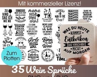 Plotterdatei WEIN Sprüche svg + png | Untersetzer Wein SVG Bundle | Plotterdatei Wein  | Wein Spruch plotten | Weinsprüche svg