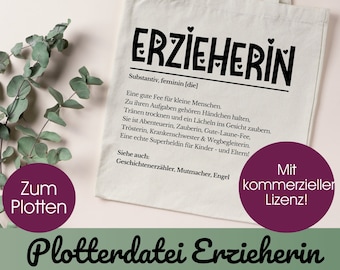 Plotterdatei ERZIEHERIN svg + png | Erzieherin plotten |  ERZIEHERIN Geschenk Abschied