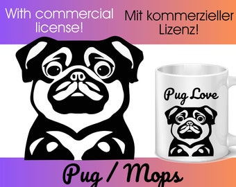 MOPS plotter file | Pug svg png | Pug lover svg | Pug Mom svg | Pug owner