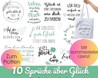 Plotterdatei GLÜCK Sprüche svg png | Plotten Glück bundle | Schneidedatei Spruch | Plotterliebe | SVG Sprüche | Plotter datei Geschenk