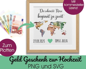 Plotterdatei GELD GESCHENK HOCHZEIT png + svg | personalisiertes Geldgeschenk zur Hochzeit svg, png, | Download