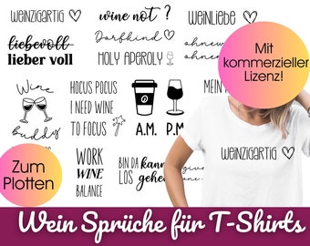 Plotterdatei WEIN Shirt svg + png | Wein SVG Bundle | Plotterdatei Wein für Cricut |  Sprüche plotten Deutsches Bundle | Weinsprüche svg