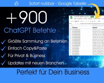 DOWNLOAD +900 ChatGPT Commands | ChatGPT list of prompts | Instant Access | chat gpt german | updated WEEKLY! German