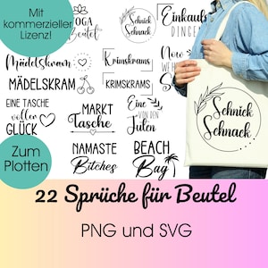 PLOTTERDATEI Sprüche für Beutel & Taschen png + svg, Jutetasche Plotten | Beplotten Mitbringsel | Tasche svg Bundle | Eine von den Juten