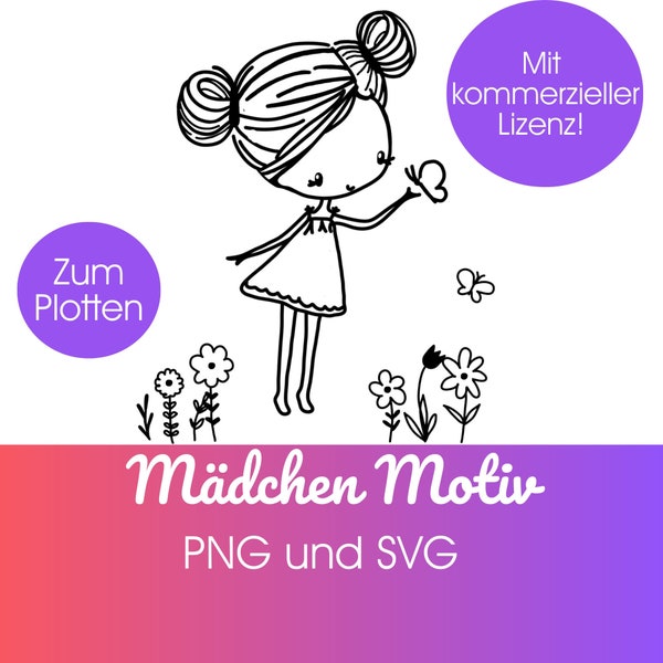 Plotterdatei MÄDCHEN svg + png| Blumen Mädchen plotten | Kleines Mädchen | plotterdatei svg | Blumenmädchen Vorlage | Download für Tshirt