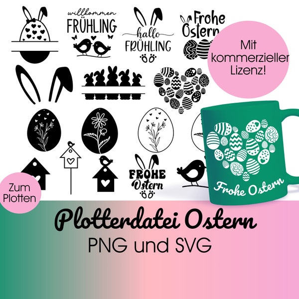 Plotterdatei OSTERN svg + png |  Deutsche Ostern Plotterdatei Bundle svg 2024 | Ostern Designs deutsch