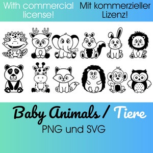 Plotterdatei Niedliches TIER | Baby Animals Svg Bundle  |  Safari Tiere Umriss SVG | Dschungel Tier SVG | Löwe Panda Eule Reh Hase Giraffe