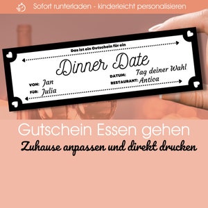 DOWNLOAD Gutschein Essen gehen | Valentinstag Geschenk Jahrestag| Geburtstag Freund, Partner Ehemann| zusammen Essen | Geschenkidee