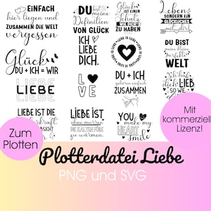 Plik plotera LOVE svg + png | Niemieckie cytaty miłosne do plotera plik SVG | Spis treści Miłość | Plik plotera z napisami miłość| Kocham cię svg