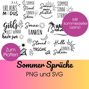 PLOTTER FILE summer vacation sayings svg + png| summer svg bundle | beach svg | German summer plot SVG| hello summer svg | saying summer