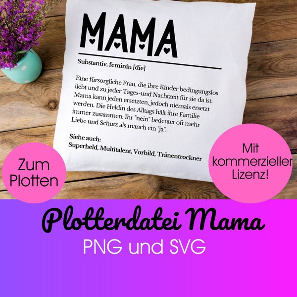 Plotterdatei MAMA Definition svg + png | MAMA plotten |  MAMA Geschenk Plotterdatei