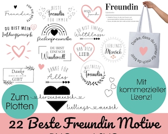 BESTE Freundin Plotterdatei svg png bundle |Freunde Plotten | Cricut Silhouette Plotting | Freundschaftssprüche svg | beste freundin svg