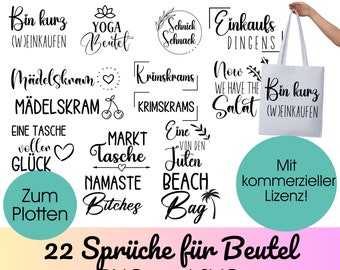 PLOTTERDATEI Sprüche für Beutel & Taschen png + svg, Jutetasche Plotten | Beplotten Mitbringsel | Tasche svg Bundle | Eine von den Juten