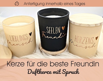 KERZE beste Freundin Geschenk |Duftkerze mit Spruch | Freundschaftskerze-Duftkerze im Glas|Lieblingsmensch Kerze |Duftkerze personalisierbar