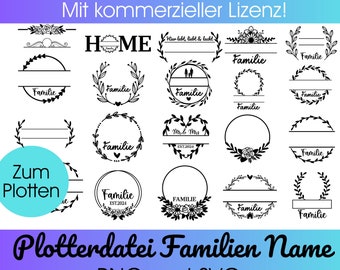 Plotterdatei FAMILIEN NAME Monogramm svg Bundle DEUTSCH | Monogramm svg| Familien svg | Hochzeitsmonogramm svg | Familie Namensschild svg