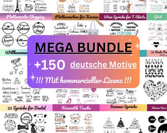 150+ MEGA svg png Bundle deutsch|  Plotterdatei Bundle | TShirt Designs SVG| Großes svg Bundle für Cricut & Silhouette