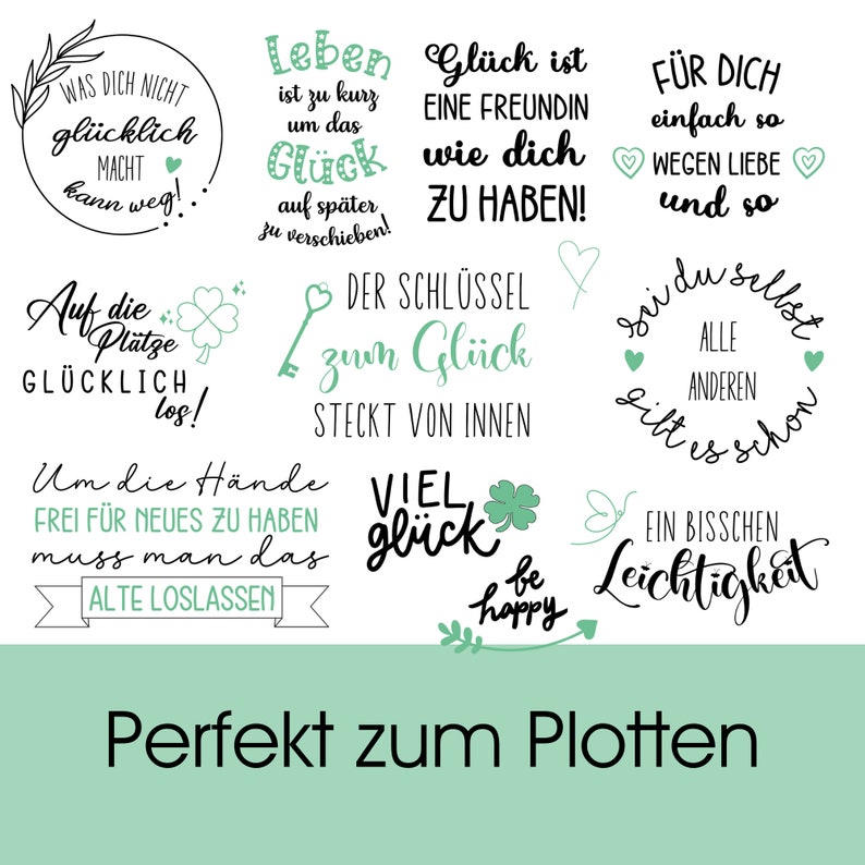 Plotterdatei GLÜCK Sprüche svg png Plotten Glück bundle Etsy.de