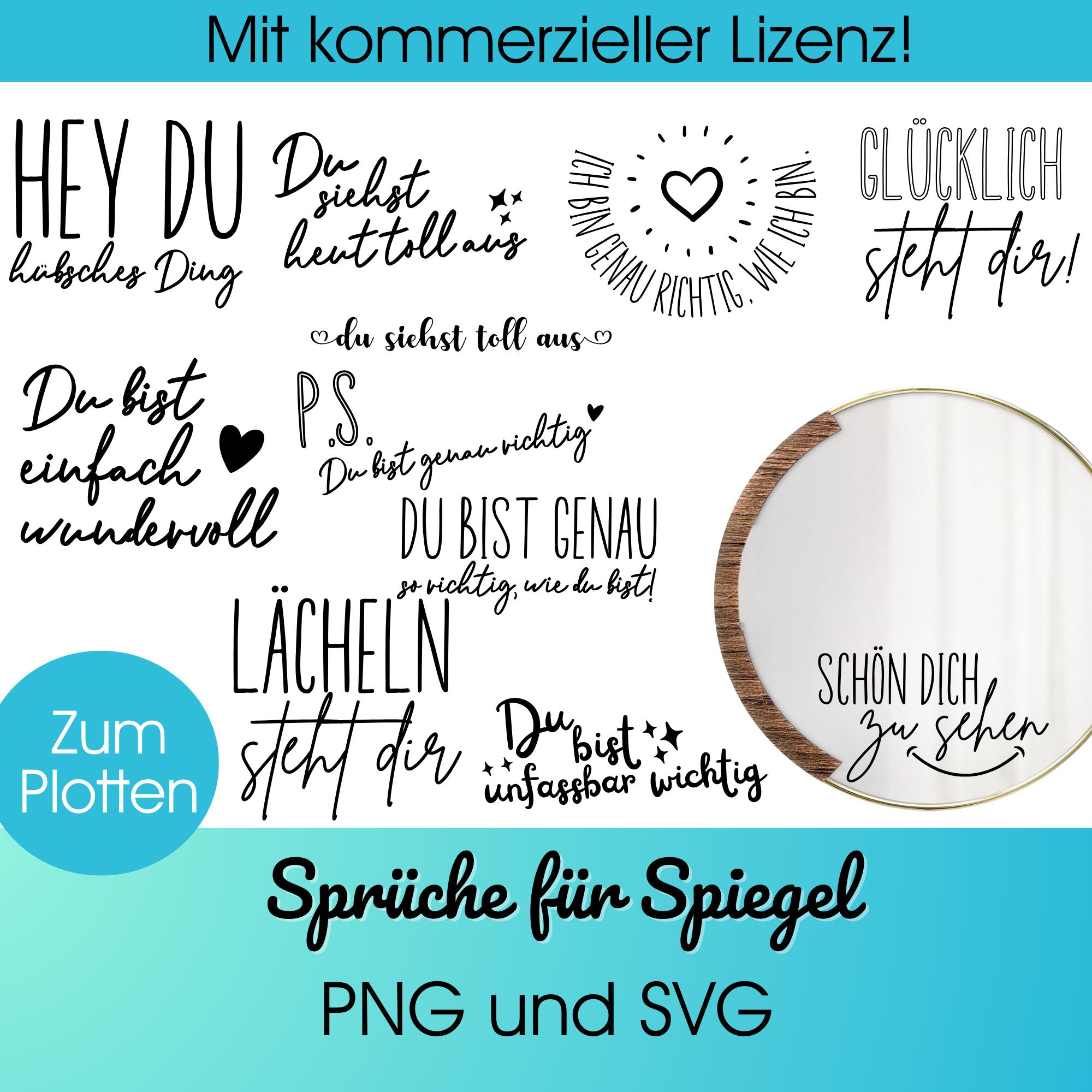 Plotter file MIRROR sayings svg + png | Plot saying German bundle | Mirror saying svg |