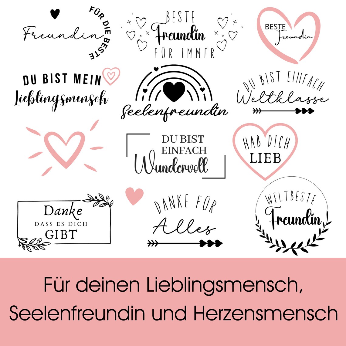BESTE Freundin Plotterdatei svg png bundle Freunde Plotten Etsy