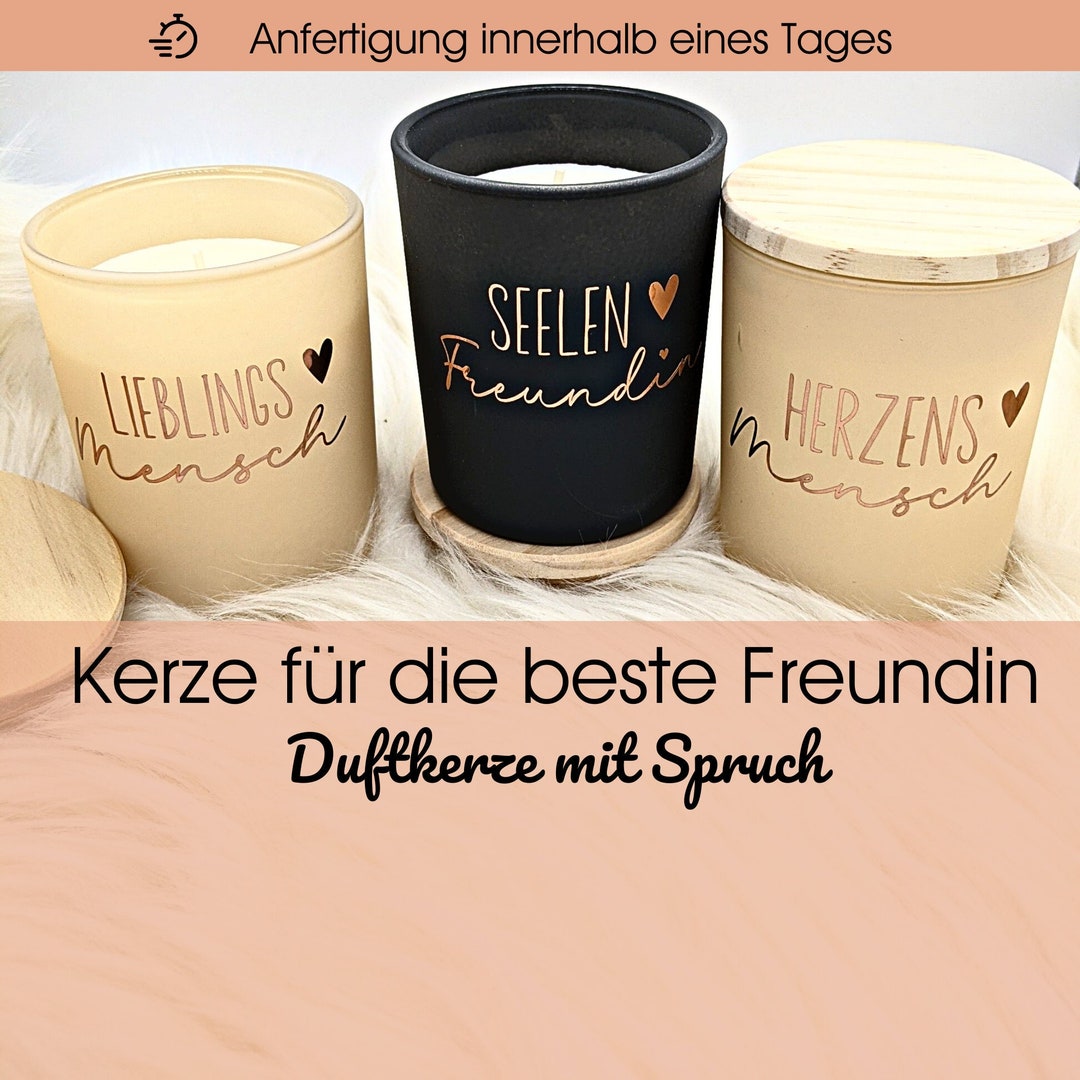 KERZE beste Freundin Geschenk Duftkerze mit Spruch Freundschaftskerze