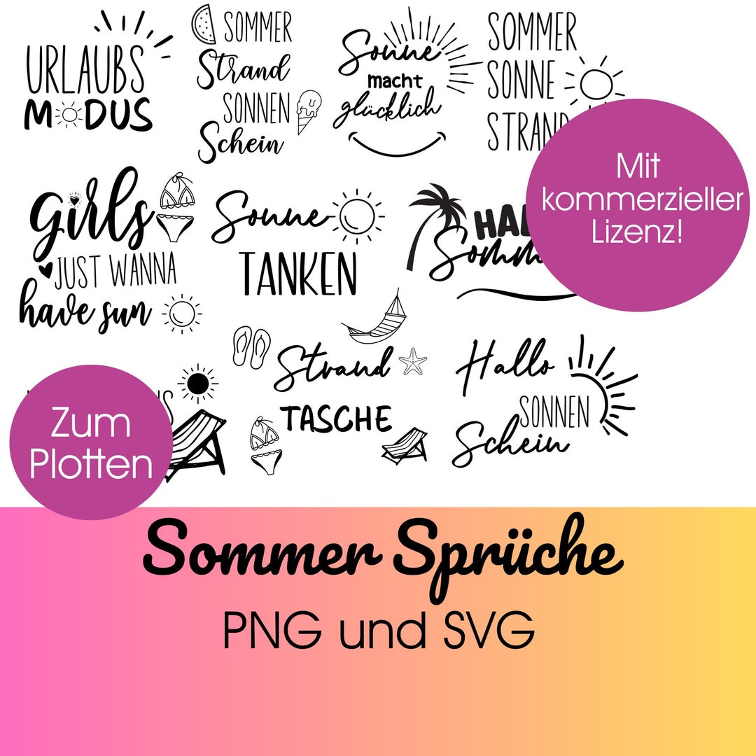 PLOTTERDATEI Sommer Urlaub Sprüche svg png Sommer svg Bundle Strand svg