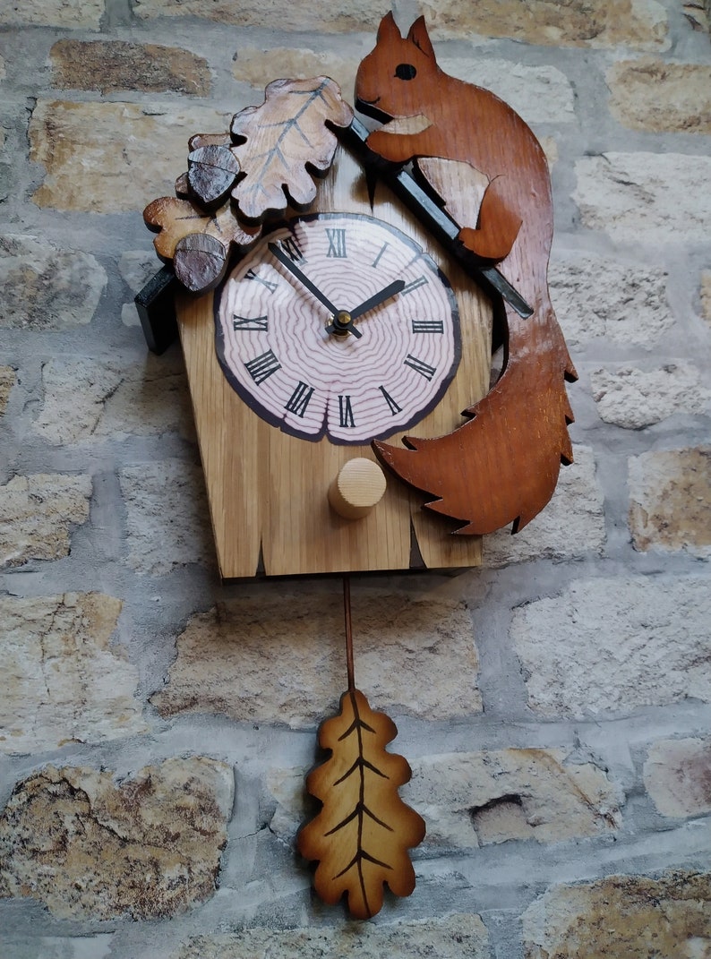 Squirrel & Oak Pendulum Wall Clock Etsy UK