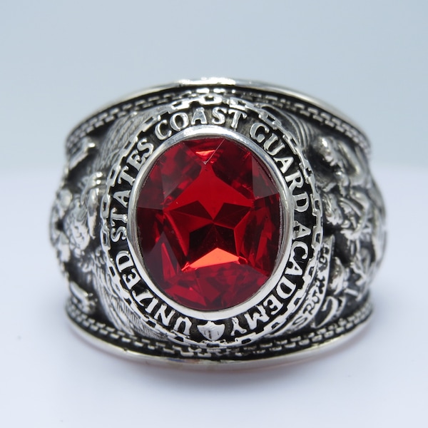 handcrafted ring , in USA , Us Coast Guard Academy RING , 1976 , uscg ring , silver 925 , RING , new