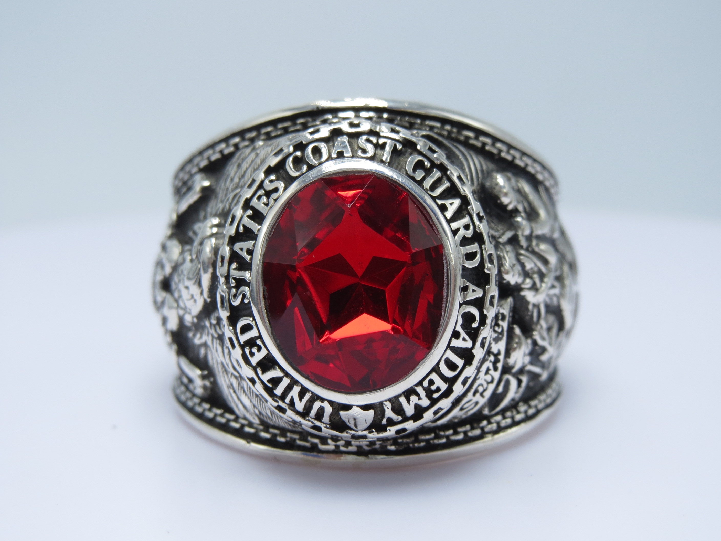 ☆U.S. Coast Guardビンテージ シルバーカレッジリング☆ Handcrafted Ring , in USA , Us Coast Guard Academy RING