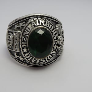 B99 ., RING , new , solid BRASS ring w silver plated, us size:  10.75  , 82nd Airborne Division , all the way , America&#39;s Guard Of Honor