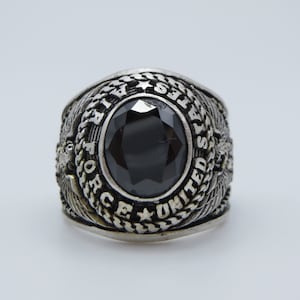 B168 ., RING , new , solid BRASS ring w silver plated, us size:  9.25  , UNITED states air force ring , usaf ring , air force ring
