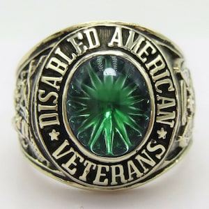 Custom Made Ring/ in USA , solid silver w 10k gold plated , new , Disabled American Ring , Veterans