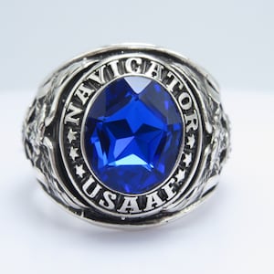 Custom Made Ring , in USA , silver 925 , new , 1972  , USAF , Army Air Forces , NAVIGATOR ring , usaaf ring  , military ring , class ring