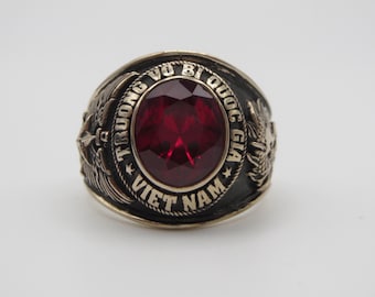 L380 , RING ,Solid silver 925 w 10kG plated, used/lower price alots + discount, sold as is ,Vietnam ARVN ranger Ring , 68-72 .US size: 10.75