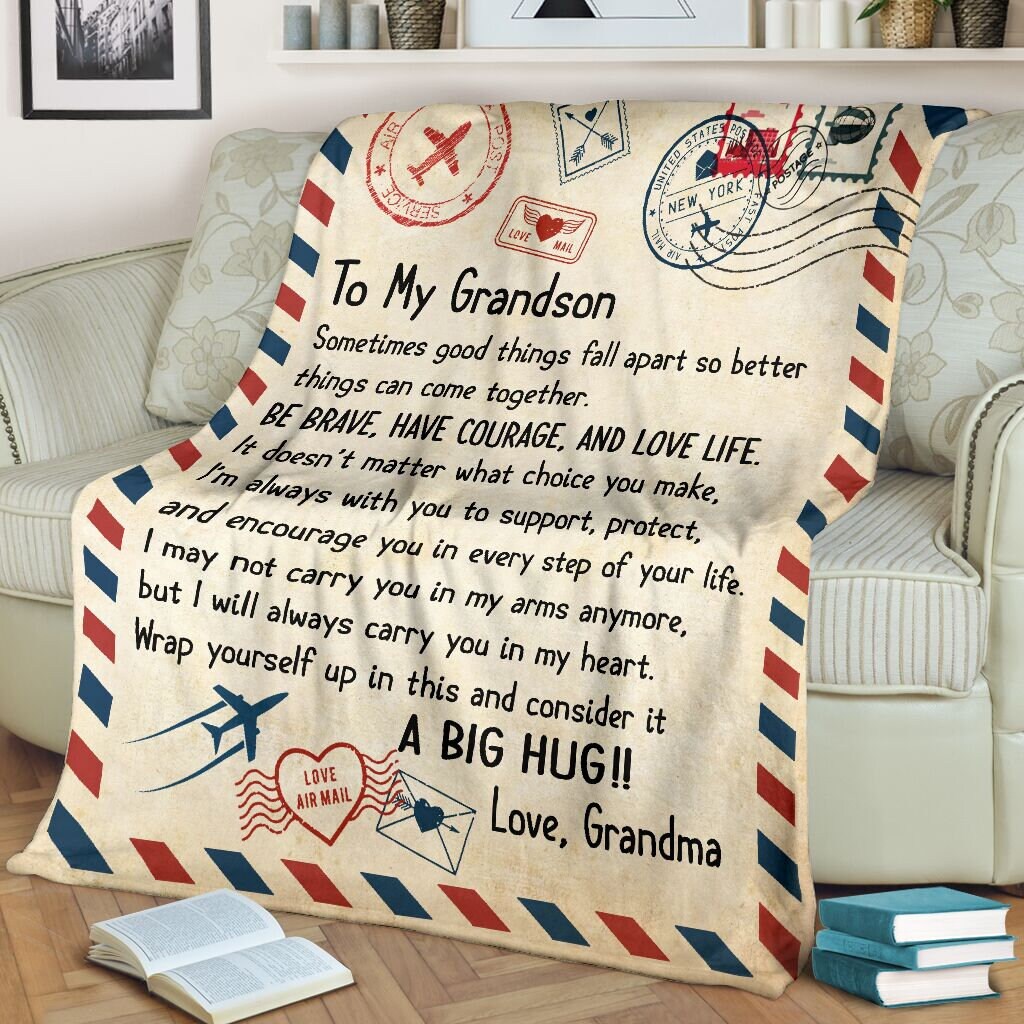 My Grandson Blanket Grandson Quilt Gift for Grandson Custom Etsy