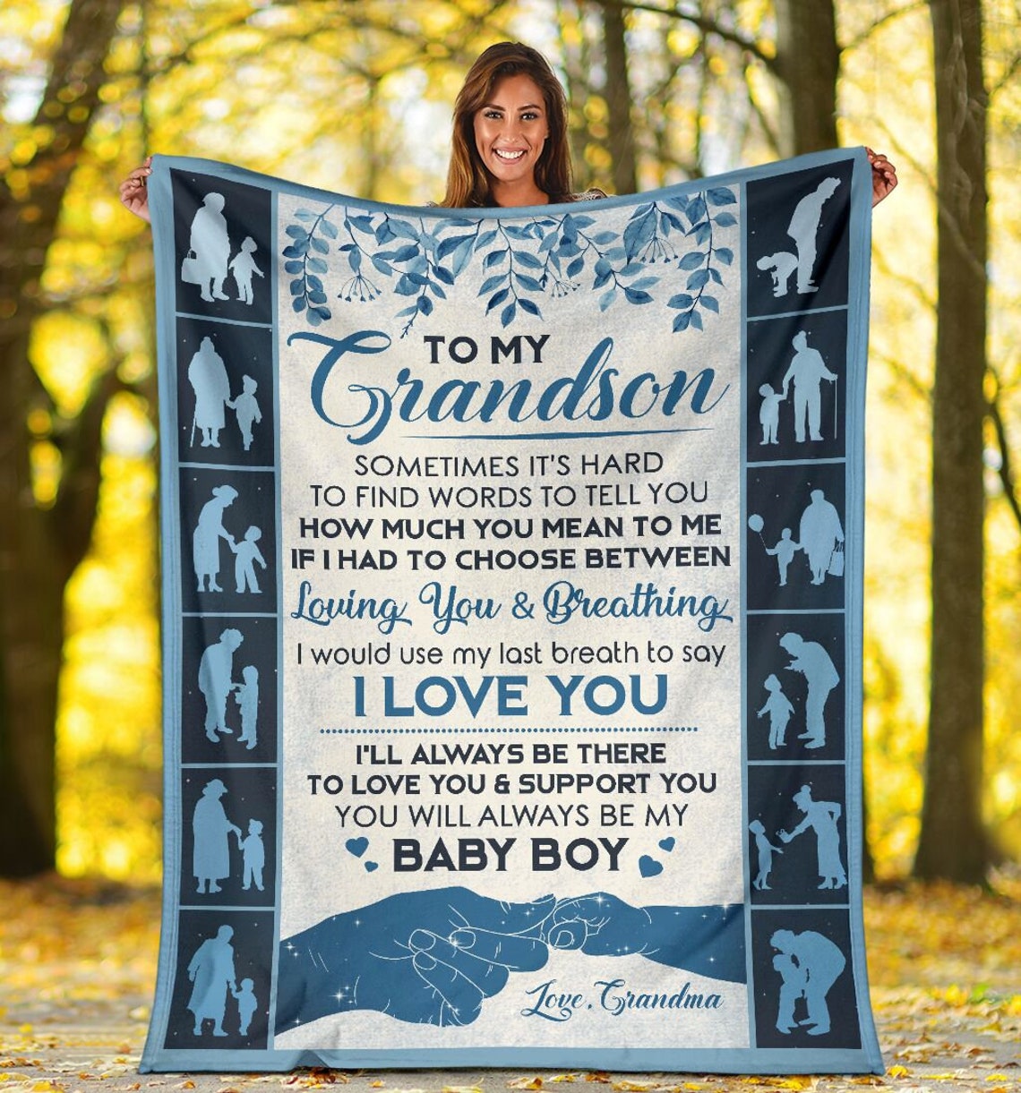 My Grandson Blanket Grandson Quilt Gift for Grandson Custom Etsy