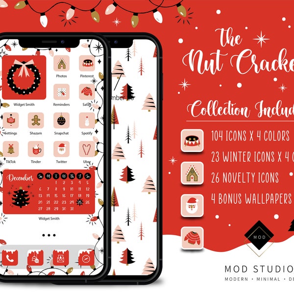 The Nut Cracker | 478+ Multi Color iOS14 App Icons | BONUS Novelty Winter App Icons | 16 Widgets | 4 Custom Wallpapers | Christmas Icon Pack