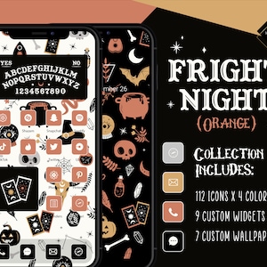 Fright Night (Orange) | 448+ Multi Color iPhone iOS14 App Icons |  9 Widget Icons | 7 Wallpaper designs | Halloween iOS14+ Icon Pack